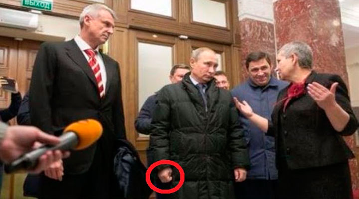 Первый признак кретина: Палец «обморочного» Путина затмил его пуховик